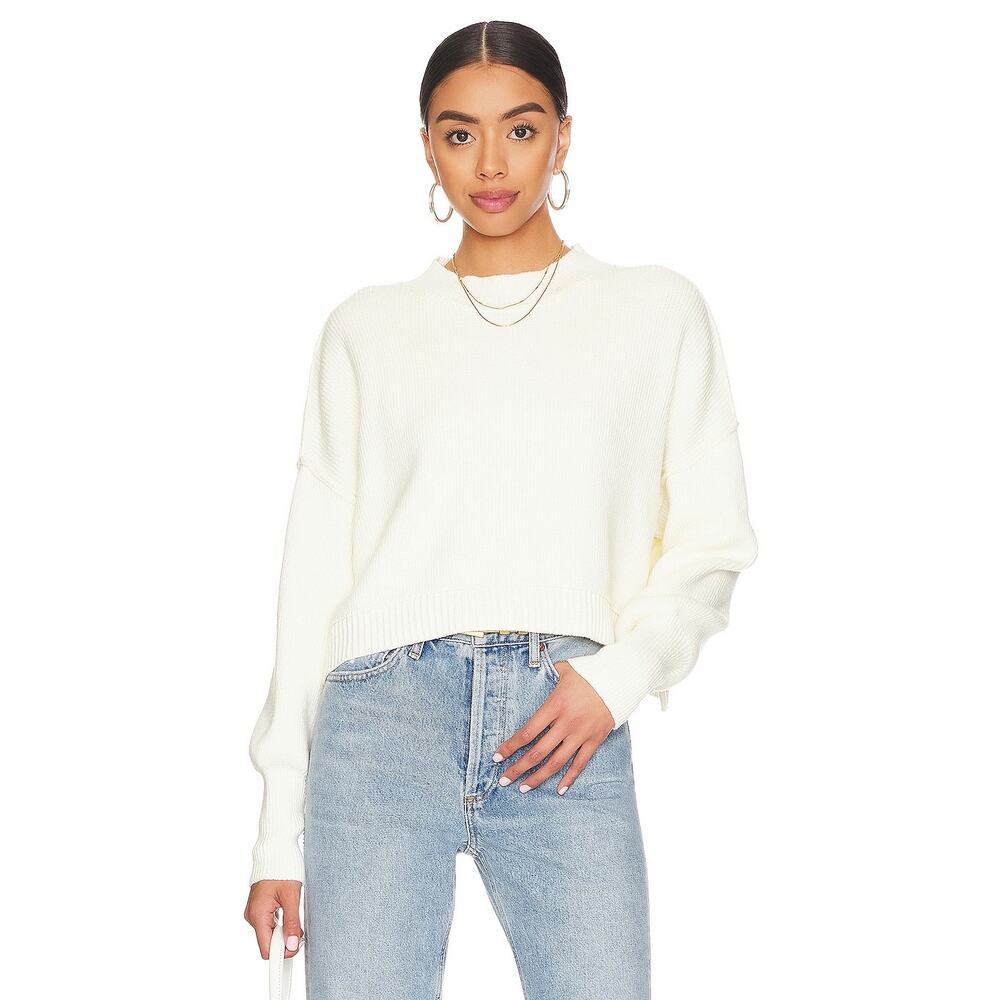 Free People | Jersey Pullover Knit Easy Street Sweater in Moonglow Preppy Winter
